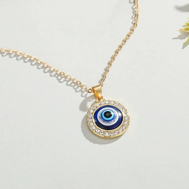 Vintage Turkish Evil Eye Pendant Choker Necklace Lucky Blue Evil Eyes Clavicle Chain Necklace Party Jewelry For Women Girls Gift