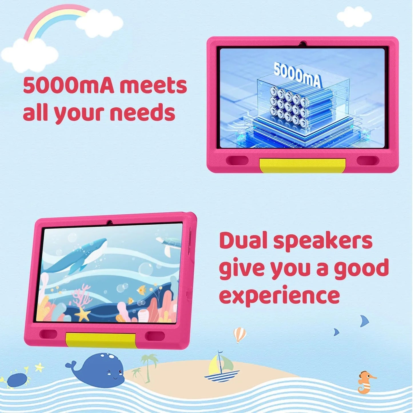 BESTSKI 10" Kids Tablet Android 13, 6GB+64GB, Parental Control, Core-Processor