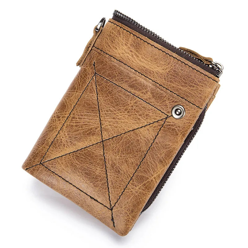 BULLCAPTAIN Authentic Leather Men's Wallet Short Purse Small Retro Wallet Brand High RFID New Short Wallet QB013