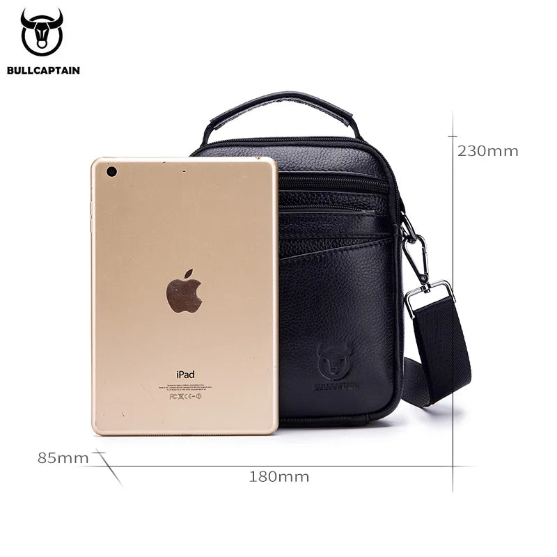 BULLCAPTAIN New Men Bag Genuine Leather Man Brand Crossbody Shoulder Bag Small Business Bags Male Messenger Leather Bags