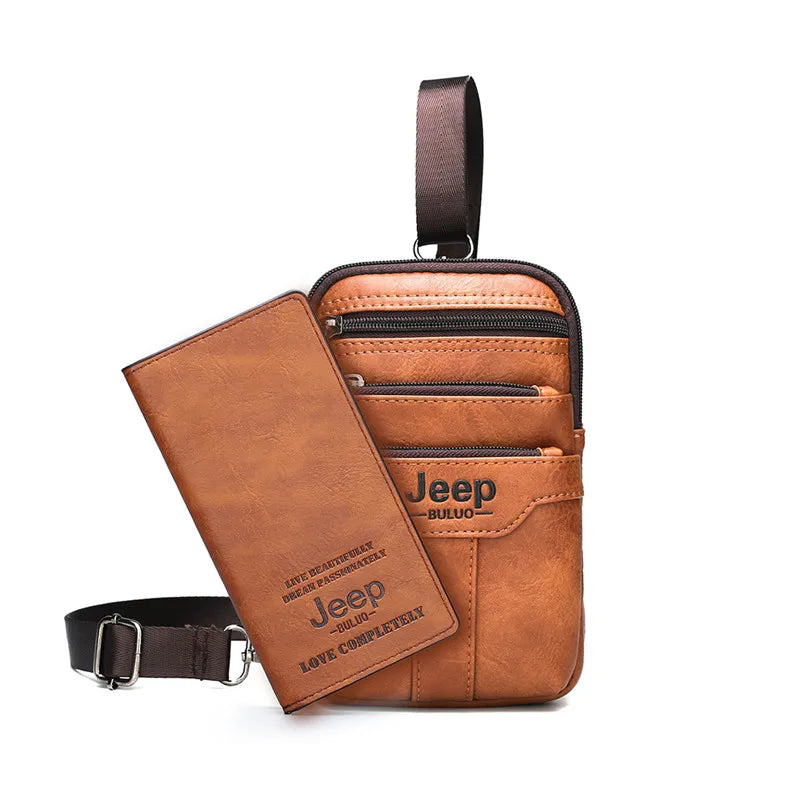 JEEP BULUO Multi-function Small Sling Chest Bag Man Fashion Casual Crossbody Bag