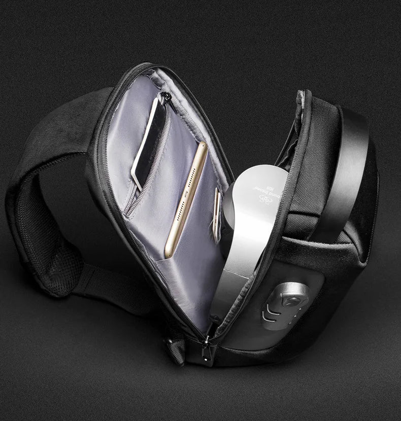 WEIXIER Shoulder Waterproof USB Men Cross bag Anti-Theft Travel Sling Chest Bag