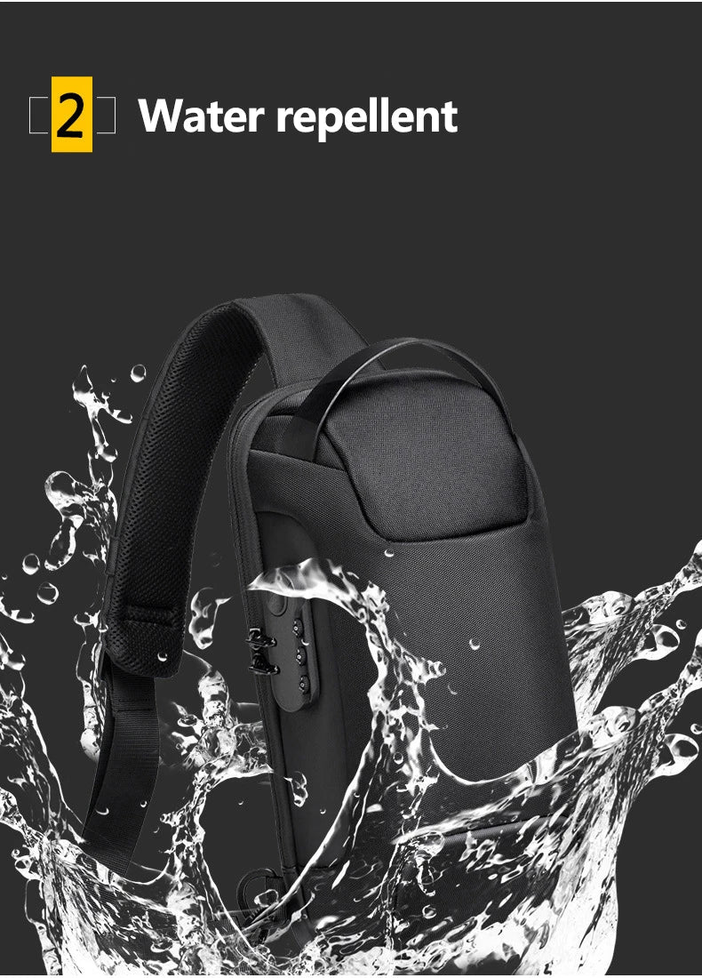 WEIXIER Shoulder Waterproof USB Men Cross bag Anti-Theft Travel Sling Chest Bag