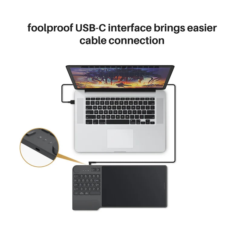Inspiroy Keydial KD200 Tablet Battery-Free Pen, Digital Drawing Board w/Keyboard