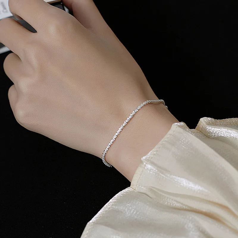 2024 Trend Sparkling Silver Color Choker Necklace for Women Elegant Clavicle Chain Necklace Party Wedding Collar Jewelry Gifts