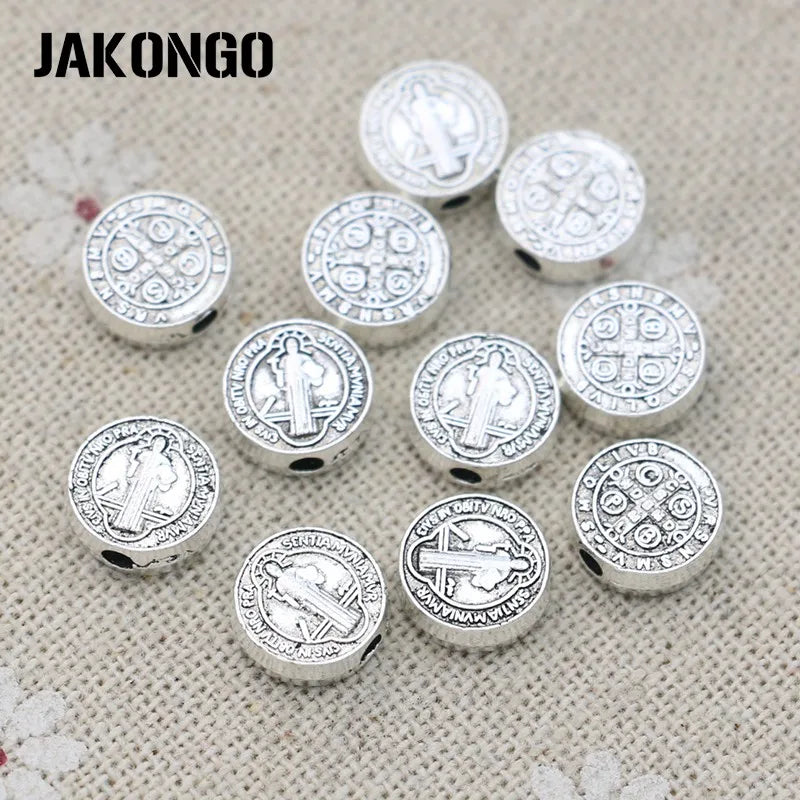 20Pcs Antique Silver Plated Jesus Spacer Beads Loose Beads for Jewelry Making Bracelet Accessories DIY Accessories