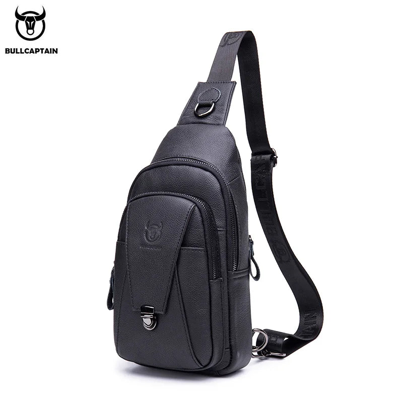 BULLCAPTAIN Genuine Leather Chest Back Pack Chest Bag Men Fashion Messenger Bag's Multifunctional Card Bages Mobile Phone Bags