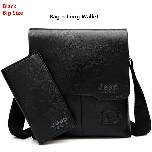 JEEP BULUO Man's Bag 2PC/Set Men Leather Messenger Shoulder Bags Business Crossbody Casual Bags Famous Brand Male Drop Shipping