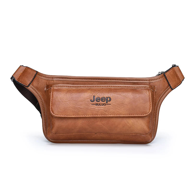 JEEP BULUO Brand Casual Phone Belt Bag Chest Waist Bags Pack Sling Leather Bag