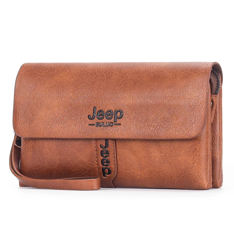 JEEP BULUO Mens Wallet Clutch Bag PU Leather Fashion Business Coin Purse