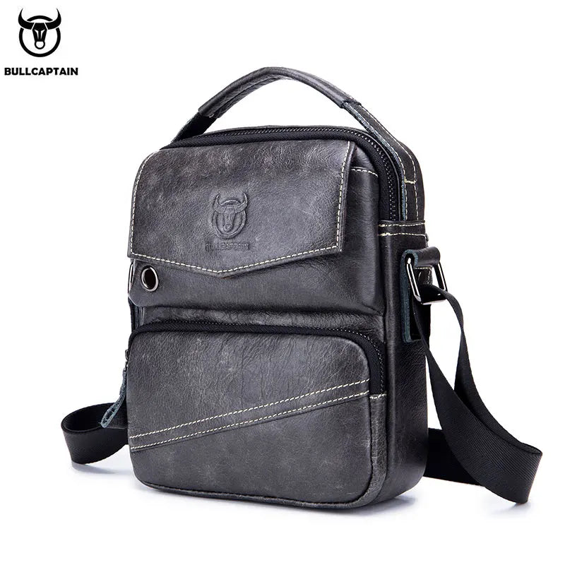 BULLCAPTAIN Brand Leather Men Bag Casual Business Leather Mens Shoulder Messenger Bag Vintage Men's Crossbody Bag Male Bag