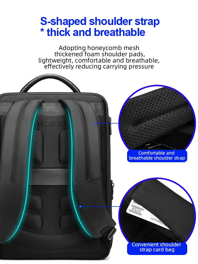 SWISS MILITARY Men Outdoor Backpack Expandable Laptop Backpacks USB Charging