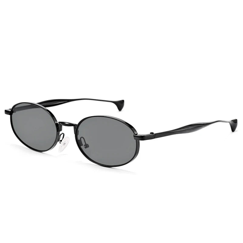 JNPCXI New Vintage Metal Small Oval Punk Women Sunglasses Fashion Green Gradient Shades UV400