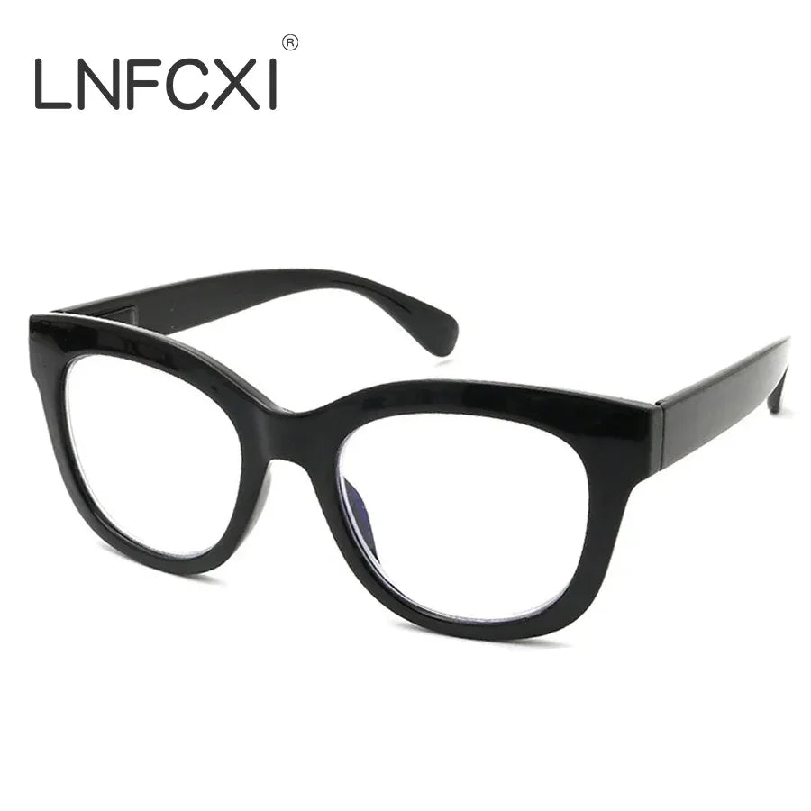 JNPCXI Fashion Cat Eye Spring Temples Women Glasses Frame Clear Anti-Blu-Ray Eyewear Retro Men Optical Frame Reading Glasses