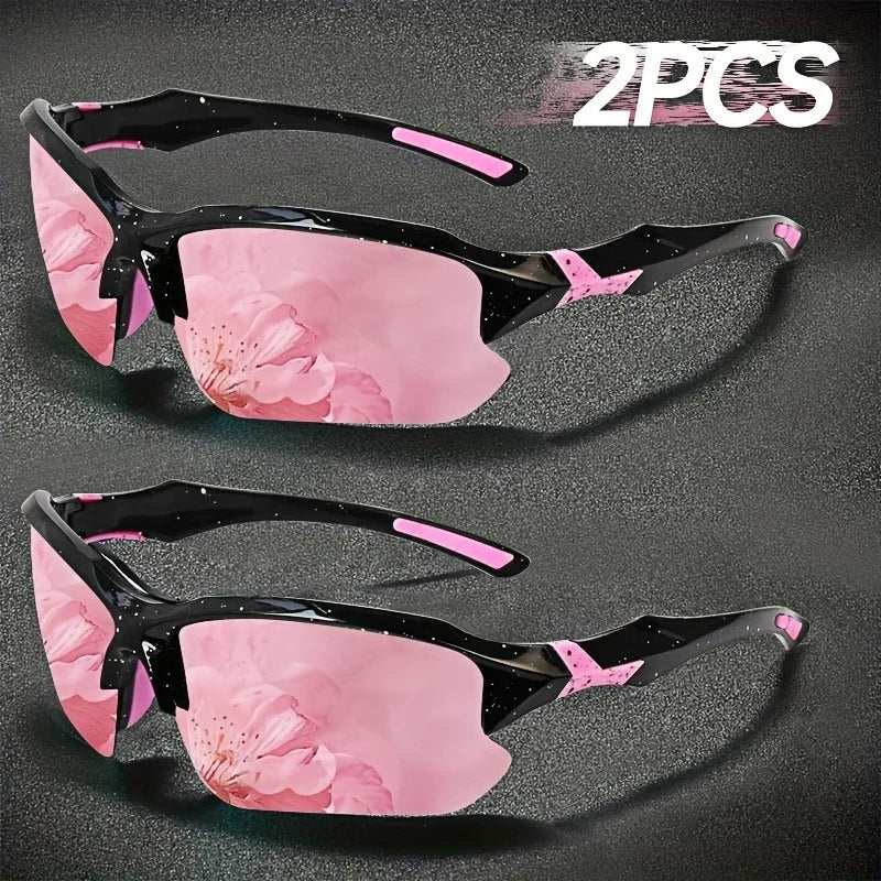 2PCS Unisex Fashion Semi-Framed Sports Sunglasses