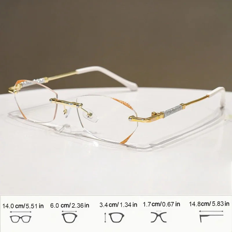 Frameless Shiny Square Reading Glasses Comfortable Decorative Glasses Unisex Oval Frameless Reading Glasses