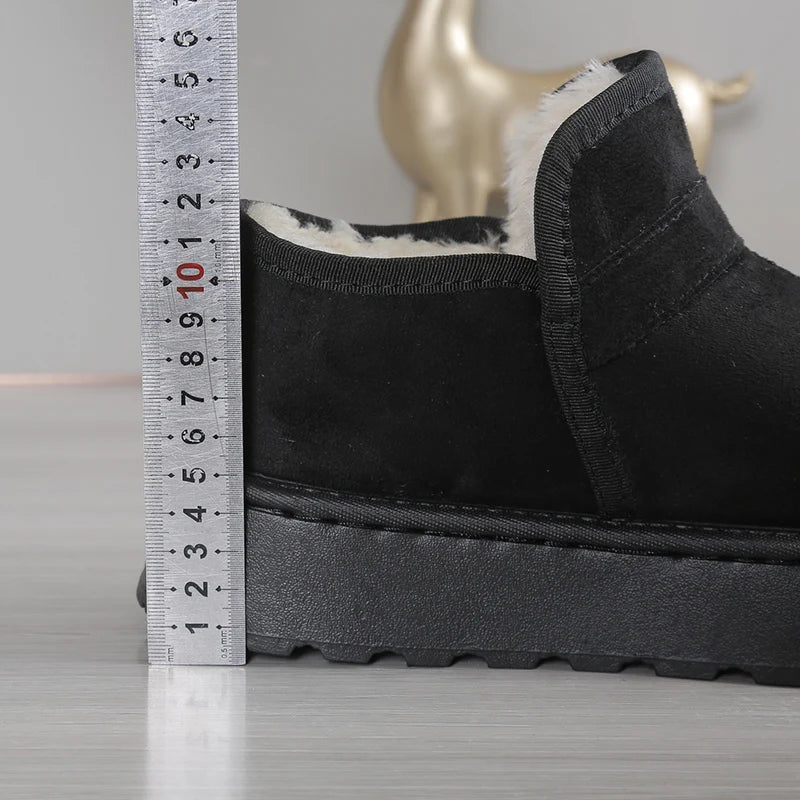 Black Thicken Plush Ankle Boots for Women Winter Plus Size 36-43 Slip On Anti Slip Snow Boots Woman Platform Warm Short Booties