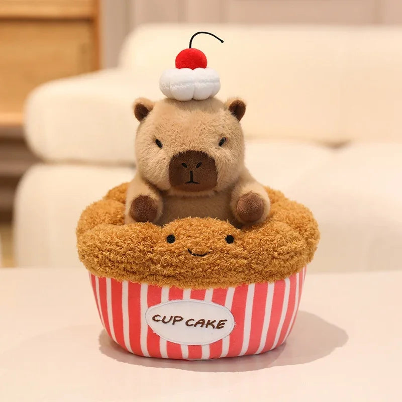 Capibala Pluches Croissant Cup cake Plush Toy Cute Dessert Break Capybara Stuffed Doll Funny Food Home Decor Kid Birthday Gift