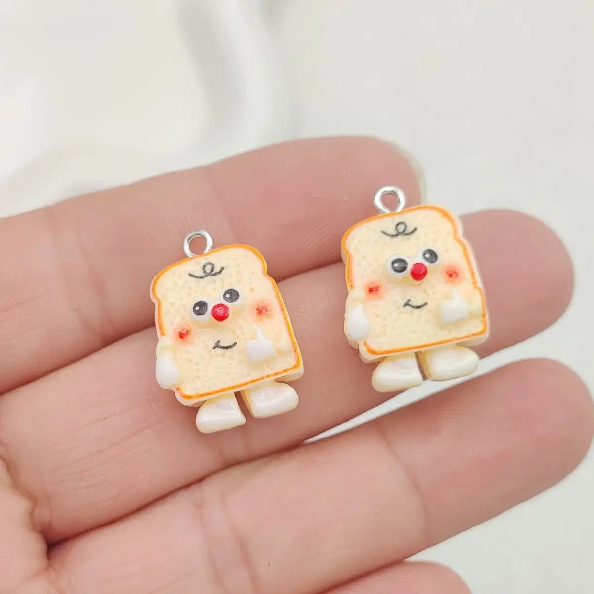 10 Pieces Yellow Toast Man Pendant Charms - DIY Resin Jewelry Making Kit for Necklace and Earrings