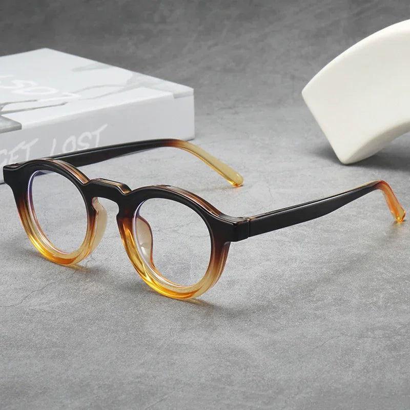 JNPCXI Classic Retro Glasses Frame Men Women Ultralight Round Small Frame Anti Blue Light Transparent Lens Eyeglasses