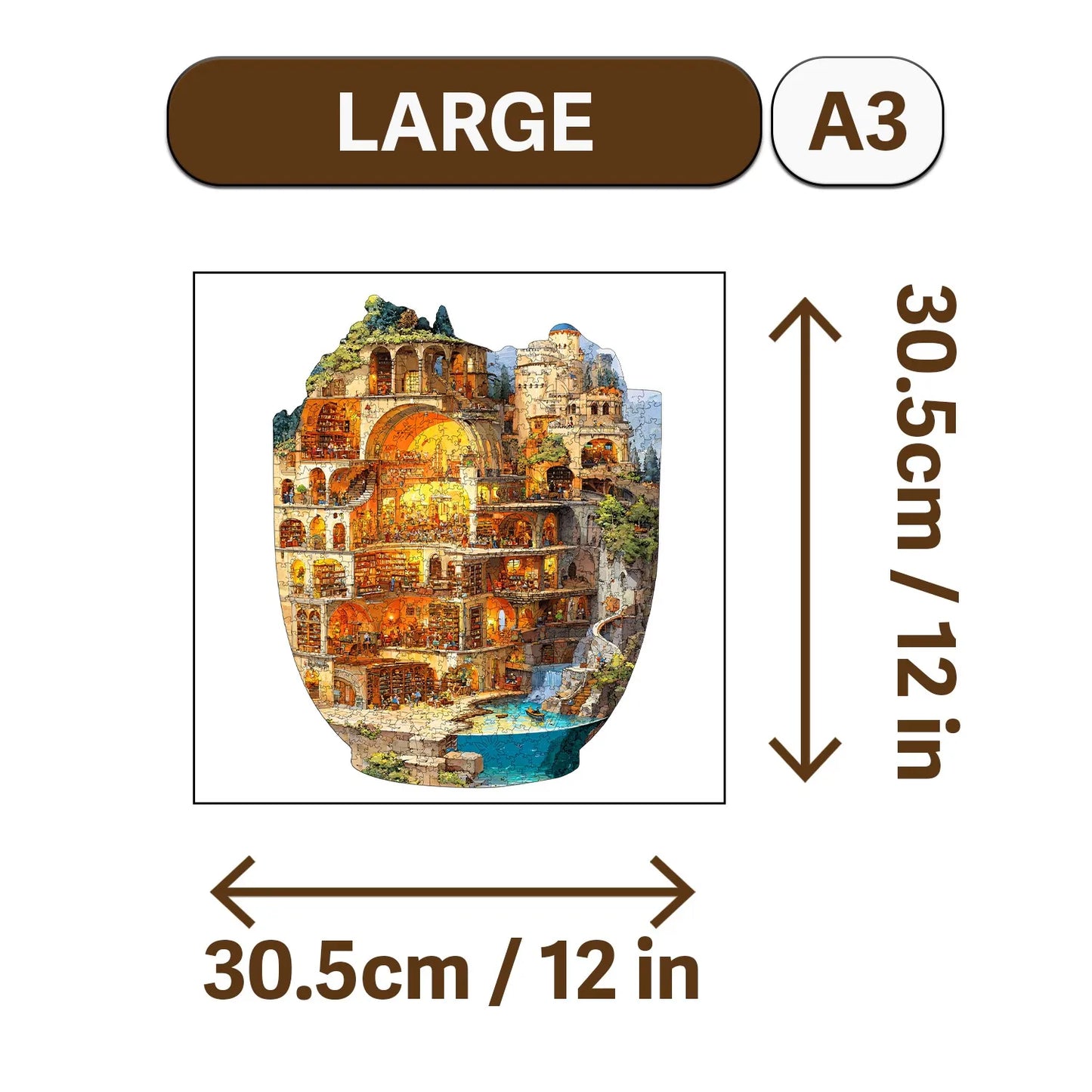 World in Cup Wooden Jigsaw Puzzle Wood Home Decor Painting Christmas and Halloween Gift Toy for Teen and Kid