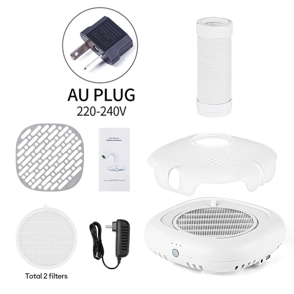 130W Brushless Double Use Nail Dust Extractor With Tube Elbow Nail Dust Collector Nail Art Manicure Powerful Vacuum Cleaner