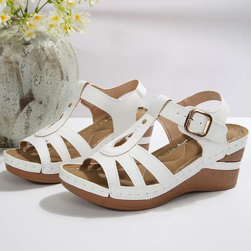 Plus Size 43 Ankle Buckle Wedges Sandals Women Summer Thick Sole Gladiator Sandals Woman Lightweight Non Slip Casual Sandles