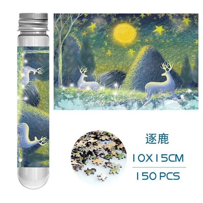 Mini Test Tube Puzzle 150pcs Deer Dogs Jigsaw Puzzle Decompress Toy Educational Family Game