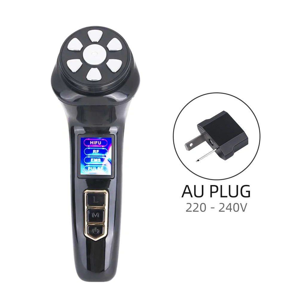 Mini HIFU Machine LED Photon Ultrasonic RF EMS HIFU Facial Lifting Device Face Chin Neck Eye Anti Wrinkle Face Massager Home Use