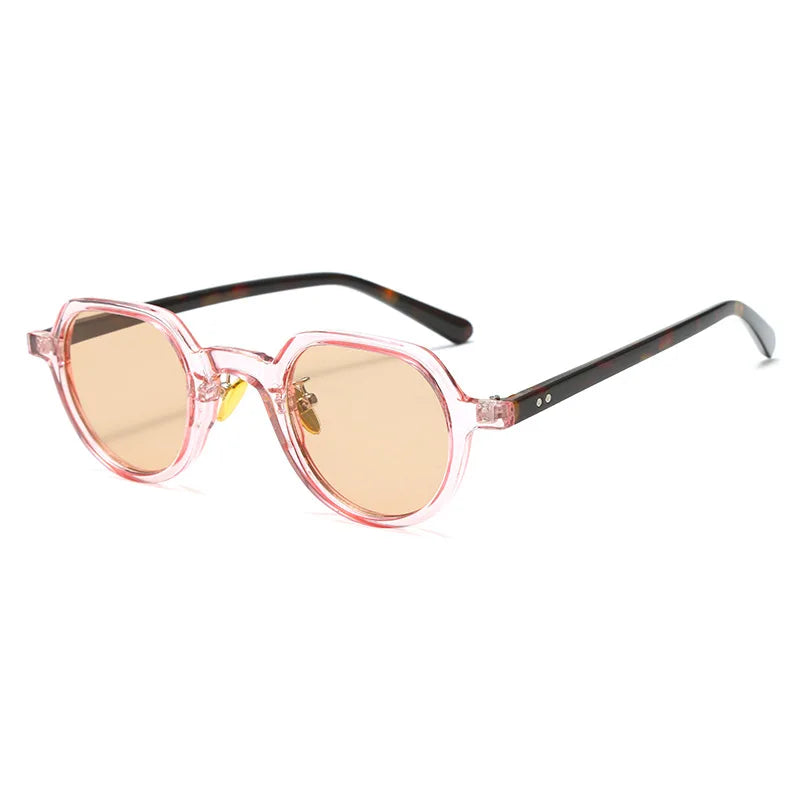 JNPCXI New Fashion Round Sunglasses Women Ocean Lens Leopard Blue Eyewear Men Trending Rivets Punk Sun Glasses