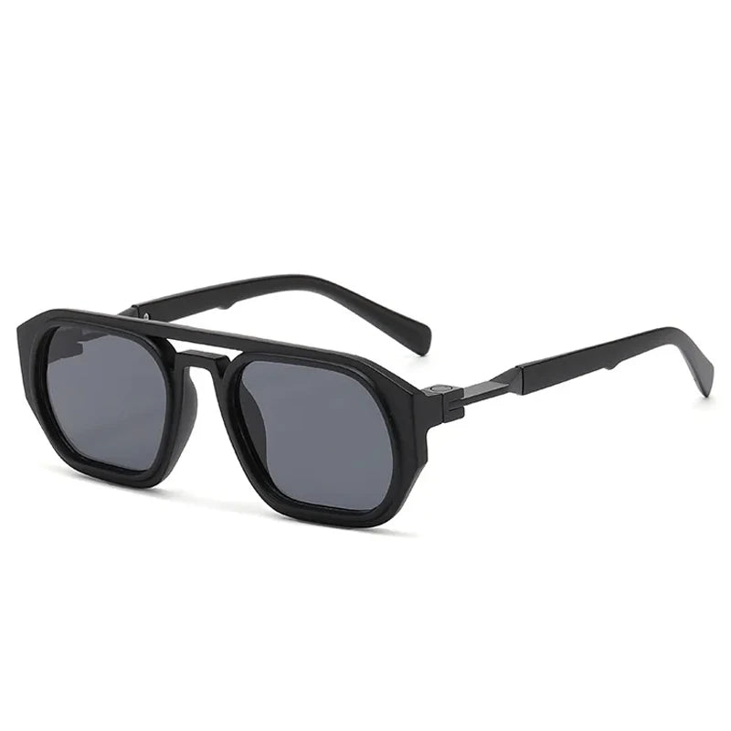 JNPCXI Retro Polygon Square Double Bridges Women Sunglasses Shades UV400 Fashion Clear Gradient Lens Men Trending Frame