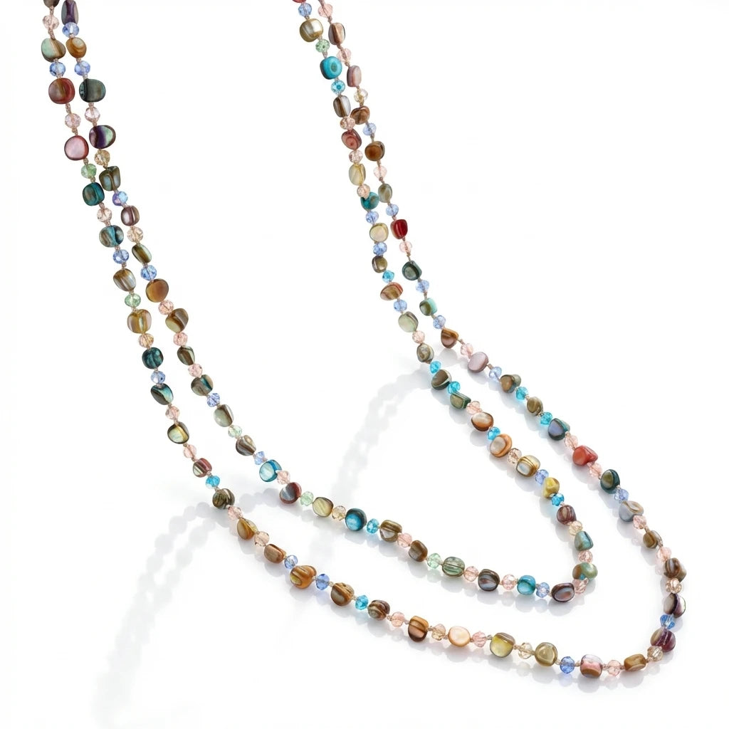 Colorful Beaded Long Necklace for Women Dopamine Style Sweater Chain Fashion Jewelry Party Accessories Gift