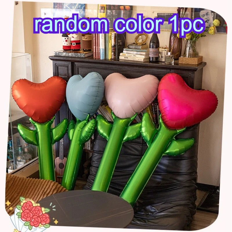 1/5pcs Love Heart Rose Shaped Bouquet Balloon Mother's Day Balloons Birthday Wedding Decors