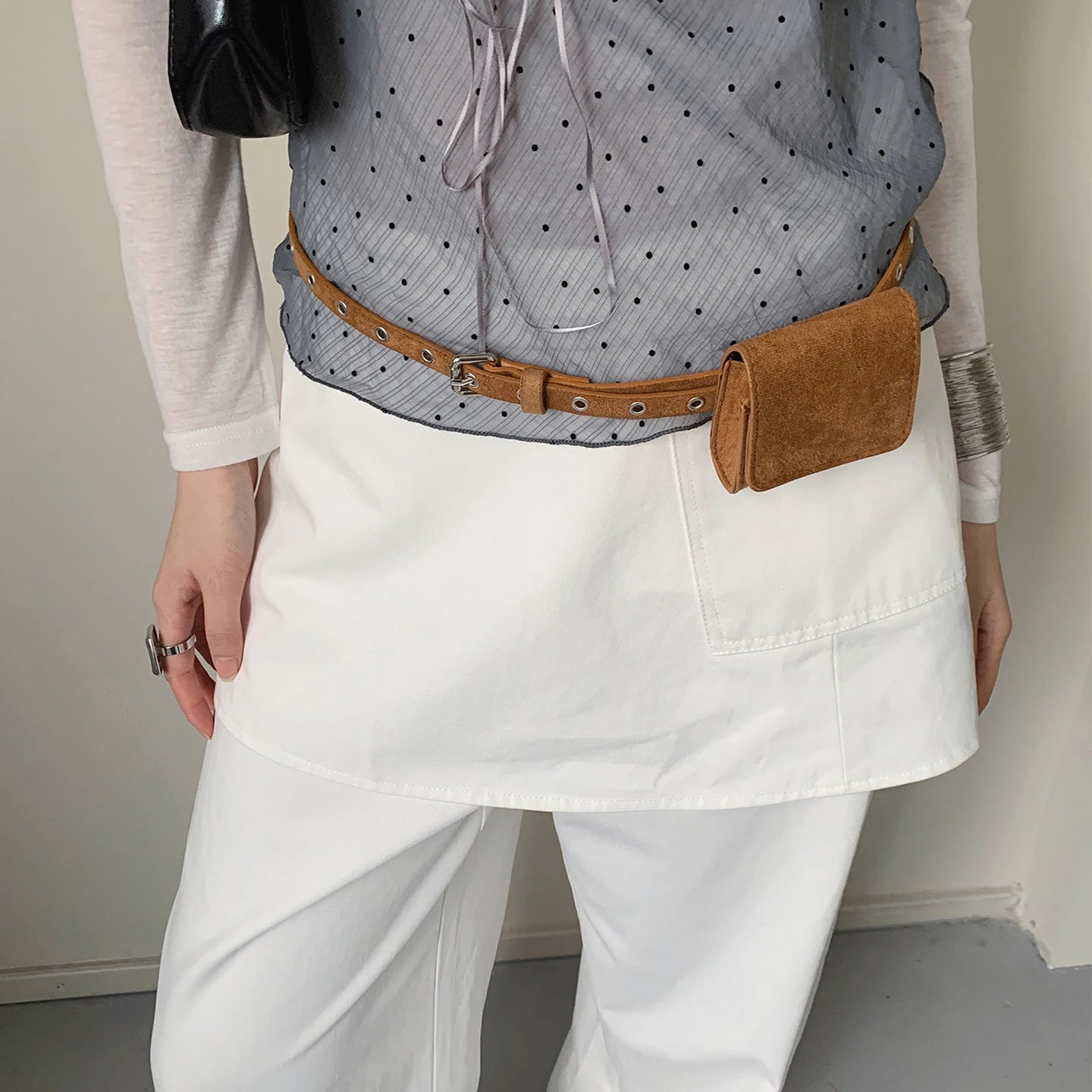 American Retro Suede Belt Waist Pack Decoration Niche Match Skirt Jeans Accessories Korean Style Belt