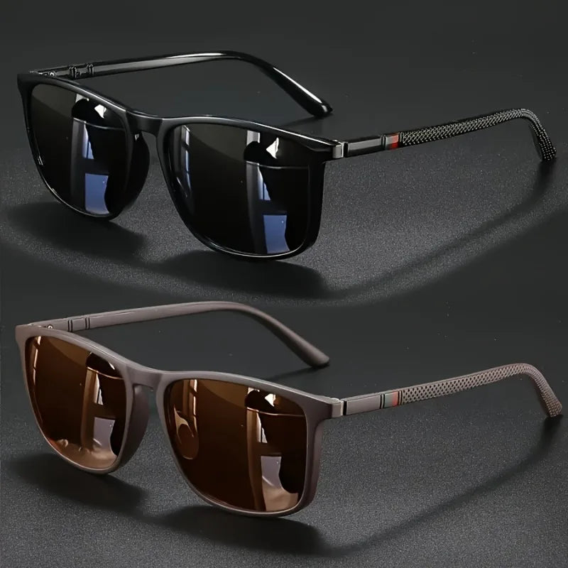 2-Pack Unisex Retro Square Frame Trendy Futuristic Glasses for Driving, Holidays, Cycling, Sports,Suitable for Gifting