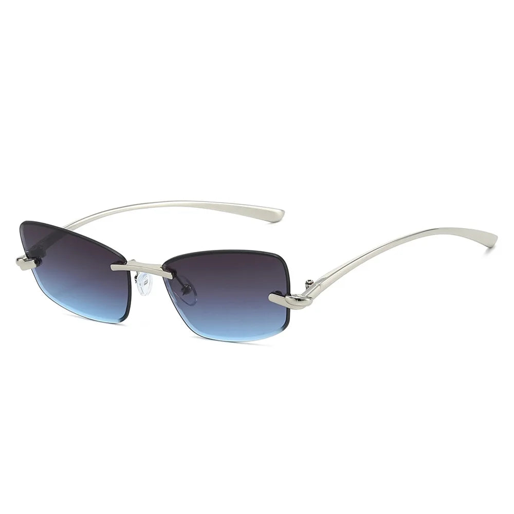 JNPCXI 2026 New Luxury Butterfly Sunglasses for Women Rimless Tint Lens Metal Shades Party Travel Decoration Uv400