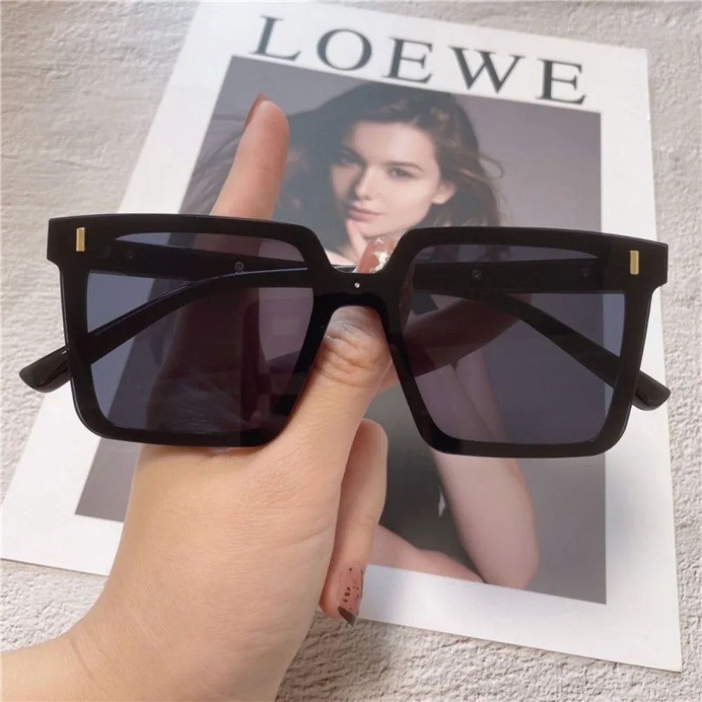 2PCS Korean Large Frame Sunglasses Candy Color Fashion Square Sun Glasses Sun Protection Beach Eyeglasses