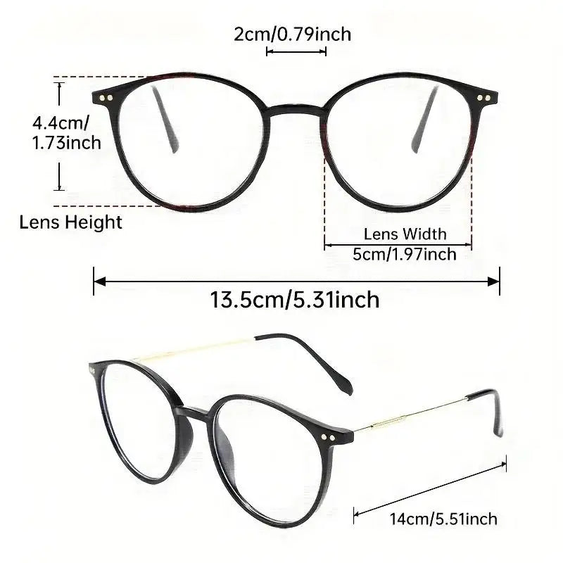 Ladies' Round Frame Color Changing Glasses Fashionable Black Gold Tone Lightweight Daily Accessory Ideal Gift for Friends