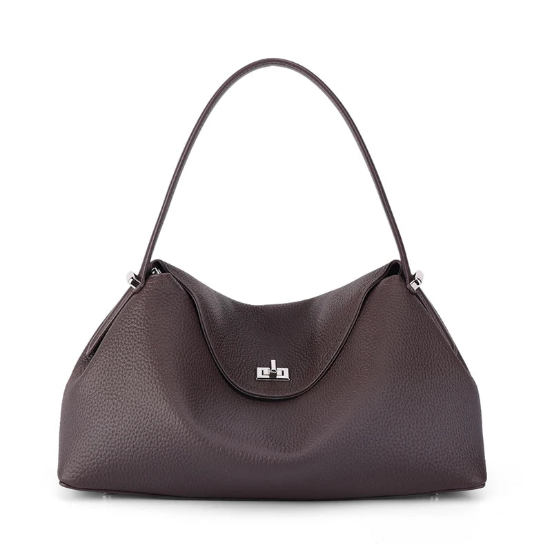 Genuine Leather Tote Bag for Women Large Capacity Cowhide Shoulder Bag Patchwork Commute Handbag Luxury Designer Crossbody Bag