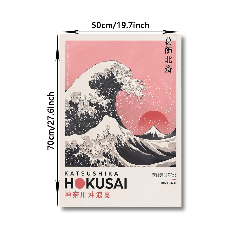 Japan Print Canvas Wall Art Poster Hokusai Great Wave Kanagawa Decor Unframed 9