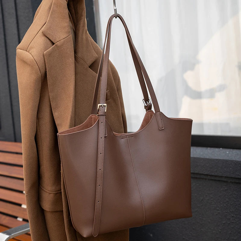 Women's Natural Genuine Leather Tote Bag Female Large Capacity Soft Cowhide Leather Handbag Ladies Luxury Designer Shoulder Bags