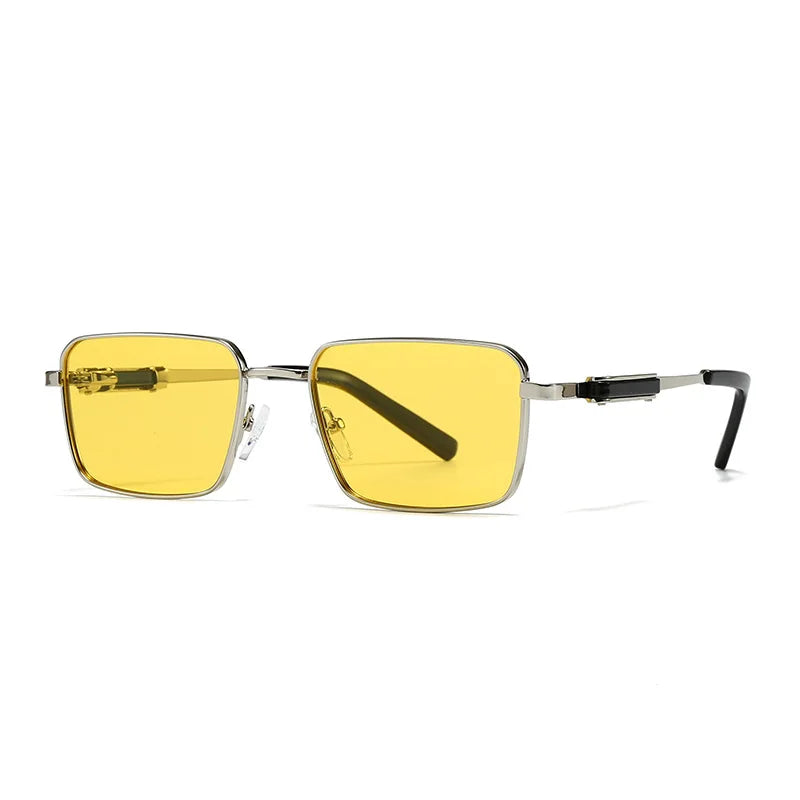 JNPCXI Polarized Rectangle Punk Sunglasses Men Luxury Brand Retro Sun Glasses for Male Steampunk Driving Eyewear UV400