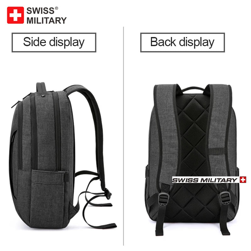 SWISS 15 inches Laptop Backpack Waterproof USB Port Multifunctional Travel Bag