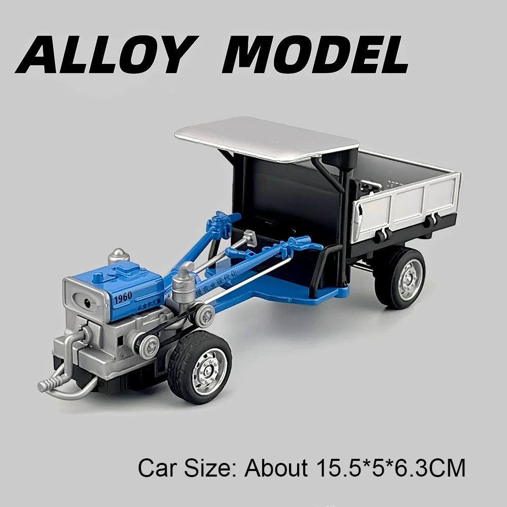 1:32 Agricultural Walking Tractor Diecast Car Alloy Model Toys with Sound Light Front Steering Rubber Tire Vehcie Children Gifts