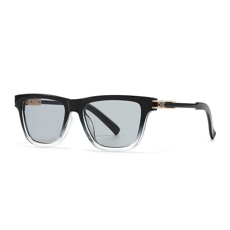 JNPCXI New Square Men Luxury Sunglasses Fashion Gray Gradient Women Shades UV400 Clear Lens Frame