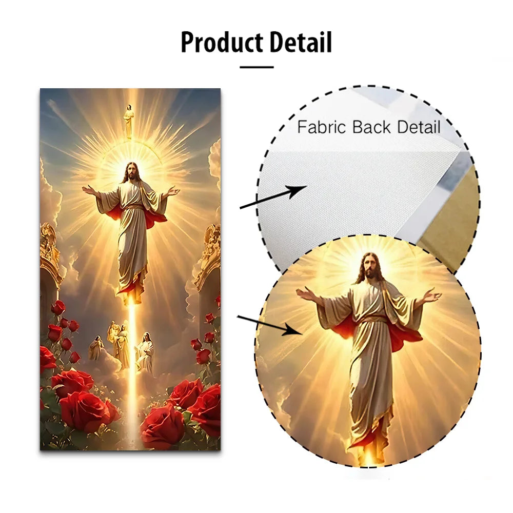 Classic Vintage Wall Art Jesus Light Ascension with Rose Scene, HD Canvas Print