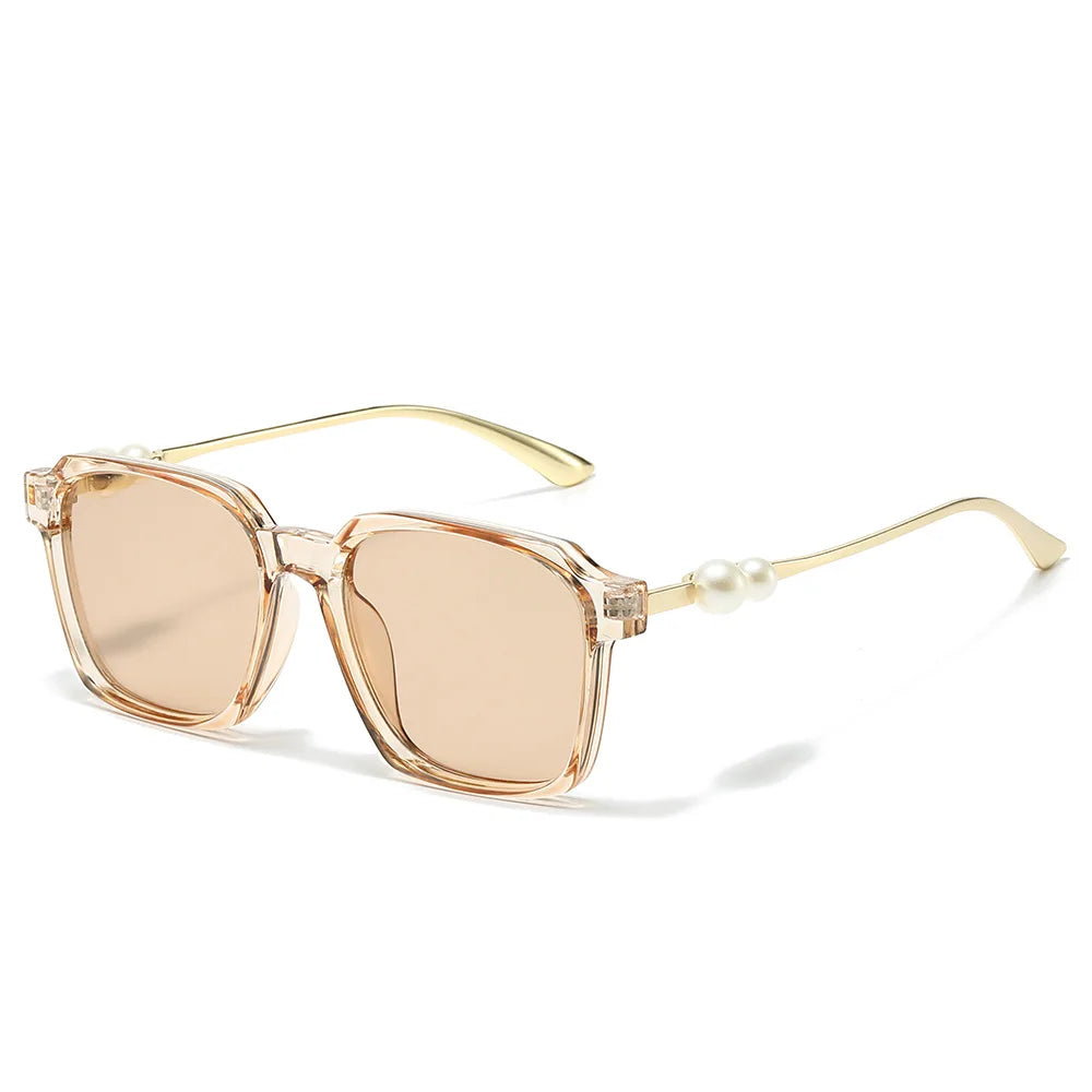 JNPCXI New Luxury Square Pearl Decorated Women's Sunglasses Fashionable UV400 Casual Sun Glasses