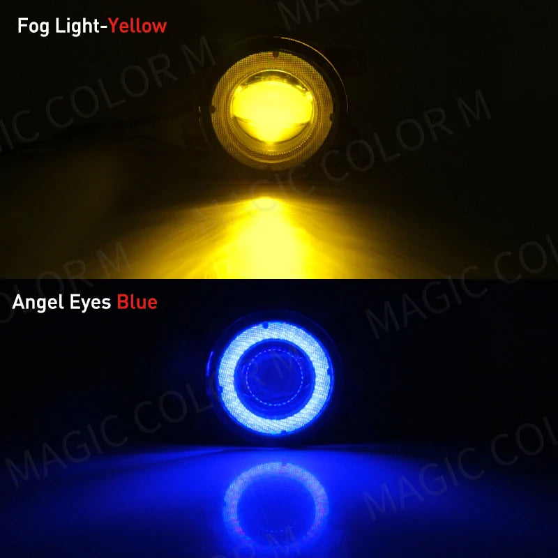 For Ford Focus Fusion Fiesta Ranger C-Max Transit Tourneo EcoSport Edge Angel Eye Fog Light Car DRL Fog Driving Lamp LED Lens