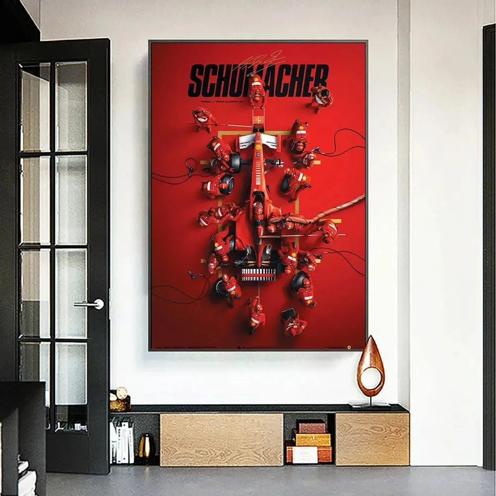 Classic F1 Michael Schumacher Racing, Wall Art HD Canvas Print Poster Room Decor
