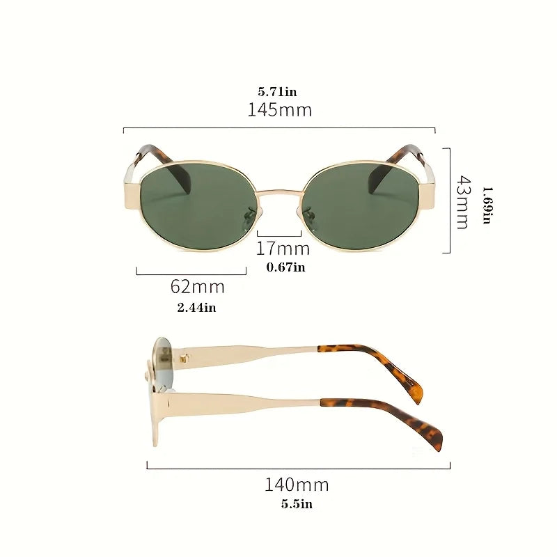 4pcs Summer Women's Fashion Glasses Retro Oval Metal Frame Trendy Unisex Glasses